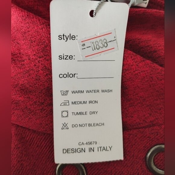 DOMANI Cotton Blend V Neck Long Sleeve Red Tunic Top Size Large NWT - Picture 6 of 7